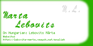 marta lebovits business card
